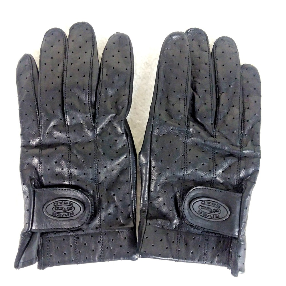 Vintage River Road Black Cheyenne Style Motorcycle Gloves‎ Size Mens Large